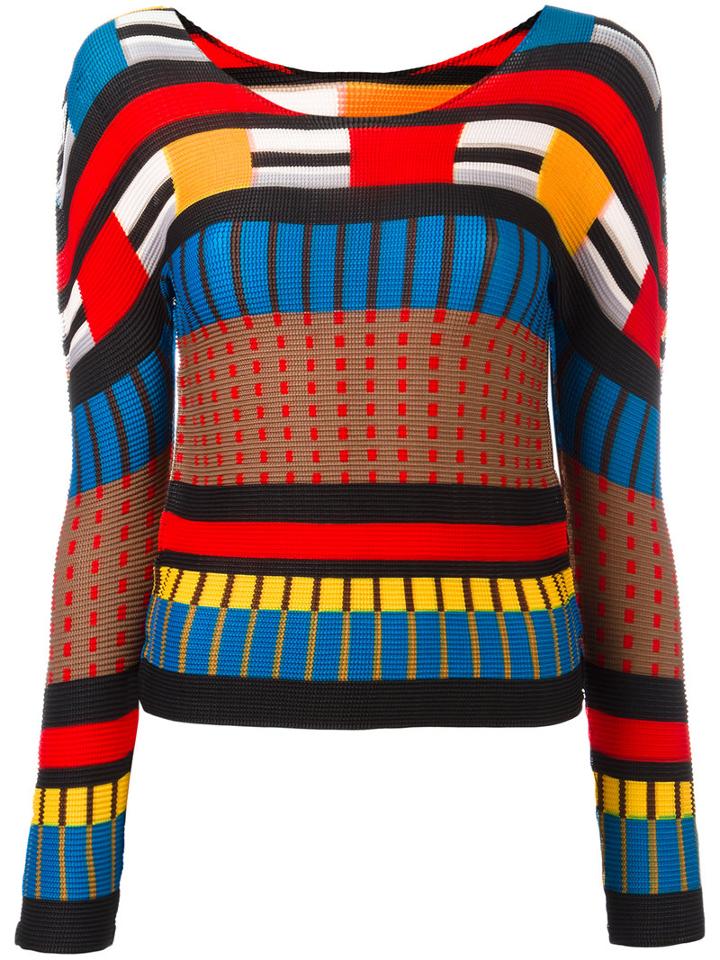 Issey Miyake Cauliflower Sheer Detail Longsleeved Blouse, Women's, Polyester