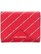 Karl Lagerfeld Diagonal Logo Print Wallet - Red