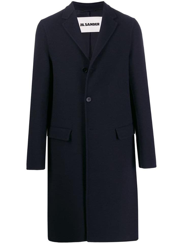 Jil Sander Single-breasted Maxi Coat - Blue