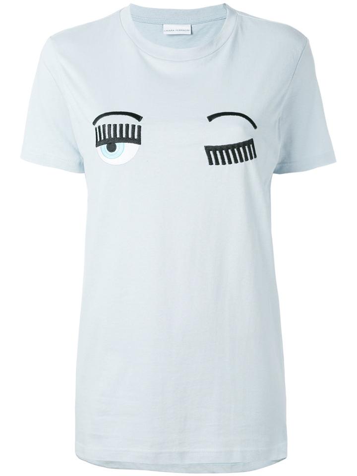 Chiara Ferragni - Flirting Eyes T-shirt - Women - Cotton - Xs, Blue, Cotton