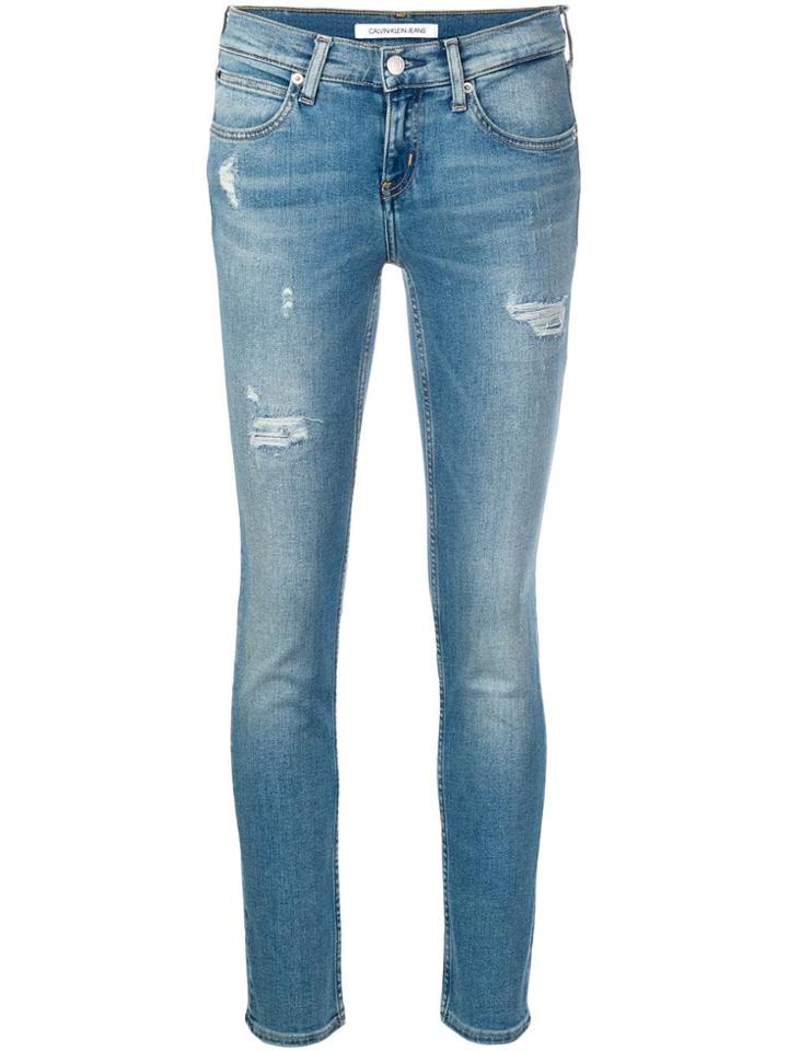 Calvin Klein Jeans Skinny Distressed Jeans - Blue