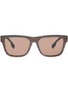 Burberry Eyewear Monogram Stripe Square Frame Sunglasses - Brown