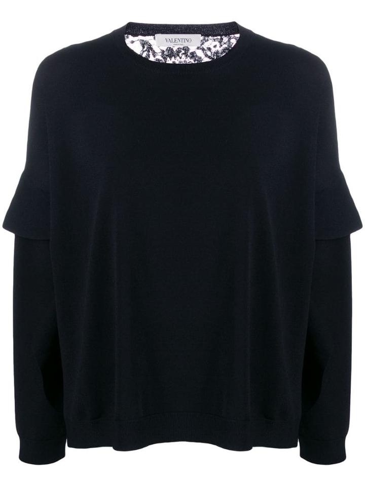 Valentino Lace Back Loose-fit Knitted Top - Black