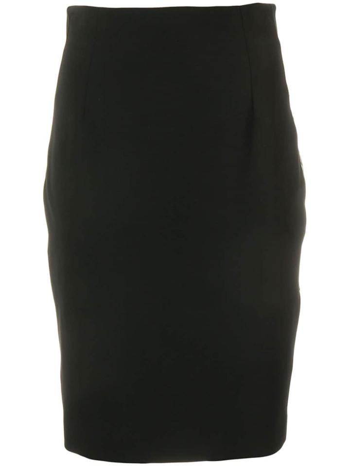 Versace Collection Side Logo Stripe Fitted Skirt - Black