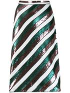 Diane Von Furstenberg Sequin Stripe Skirt - Green