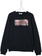 Msgm Kids Sequin Logo T-shirt - Blue