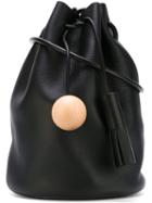 Building Block Shoulder Bag, Women's, Black, Leather/wood