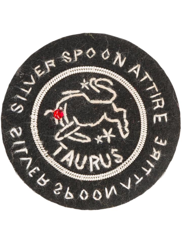 Silver Spoon Attire Taurus Star Sign Badge - Black