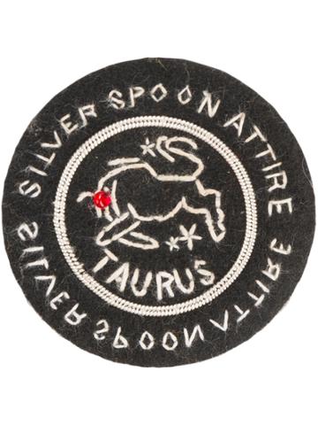 Silver Spoon Attire Taurus Star Sign Badge - Black