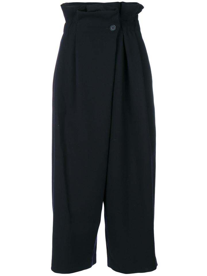 Enföld Paperbag Cropped Trousers - Blue