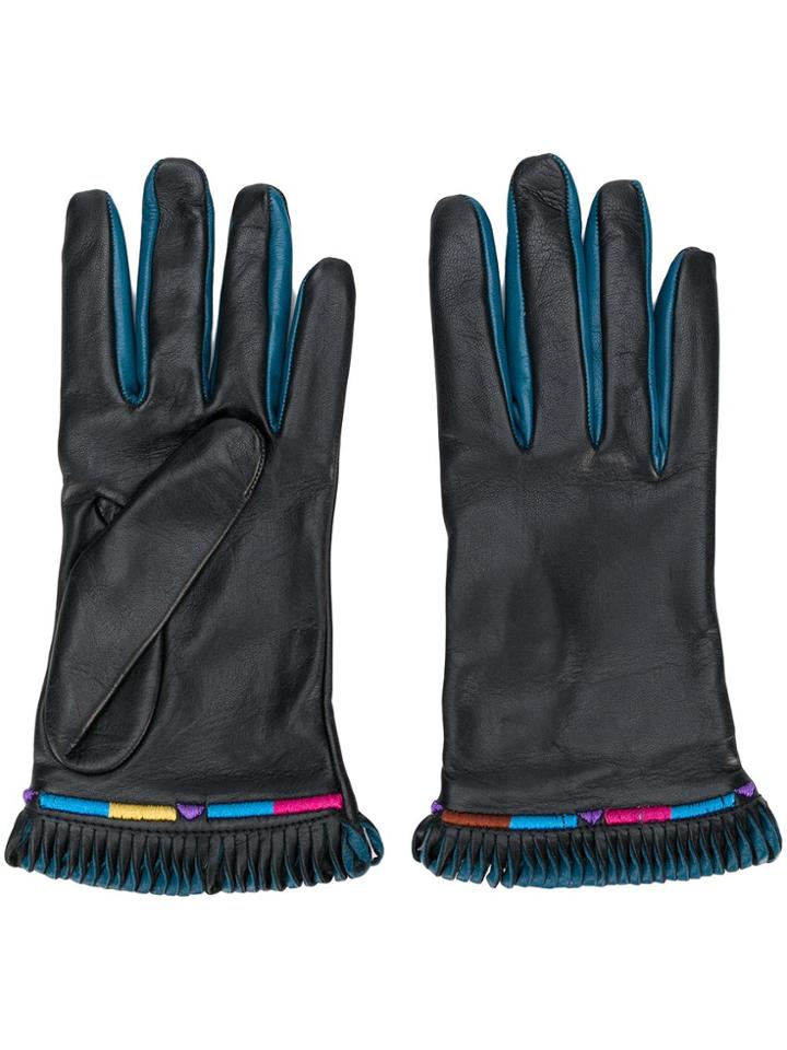 Etro Fringed Contrast Gloves - Black