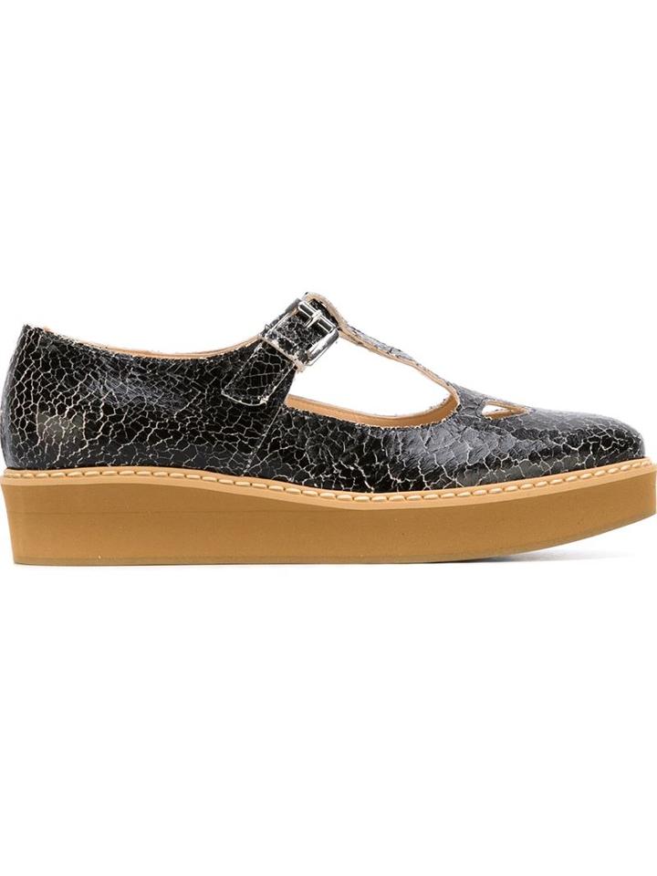 Erika Cavallini Cracked Effect Buckle Loafers