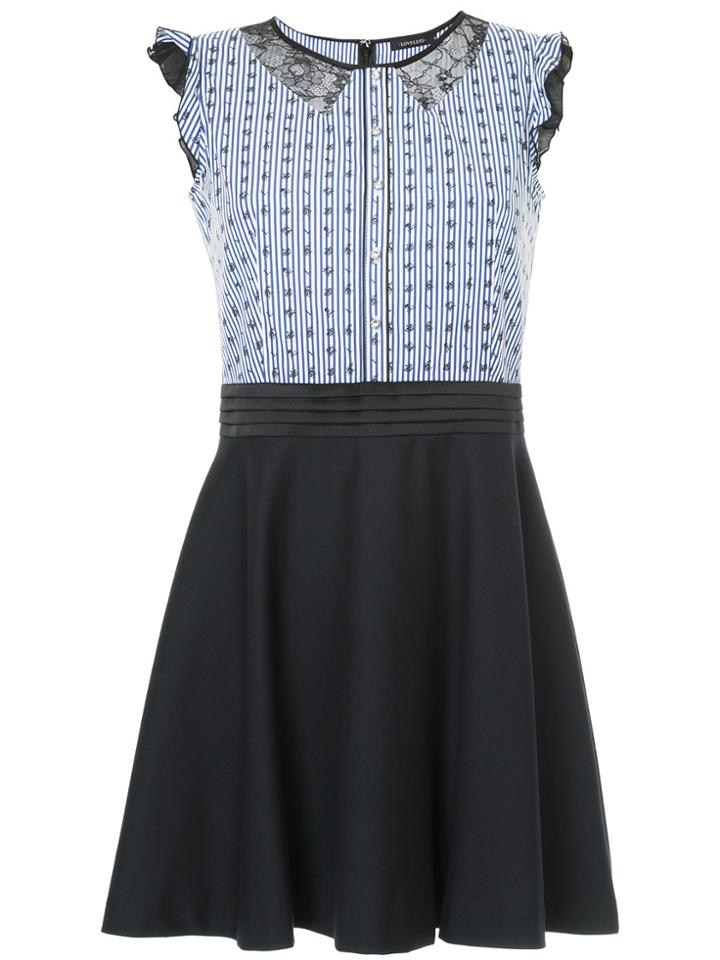 Loveless Mixed-print Flared Mini Dress - Blue