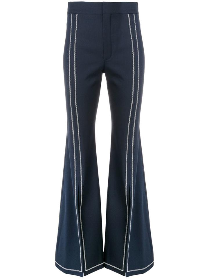 Chloé Contrast Stitch Flare Trousers - Blue