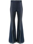 Chloé Contrast Stitch Flare Trousers - Blue