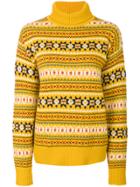 Joseph Fair Isle Turtleneck Sweater - Yellow & Orange
