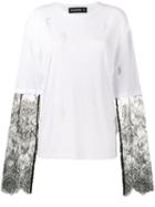 Filles A Papa - Distressed Lace T-shirt - Women - Polyamide/viscose - 1, White, Polyamide/viscose
