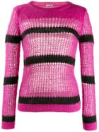 Miu Miu Loose Knit Striped Jumper - Pink