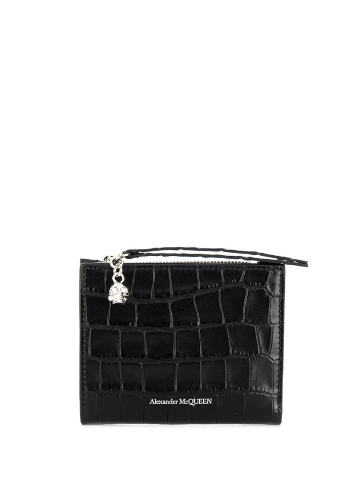 Alexander Mcqueen Textured Skull Card Holder - Black