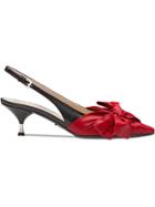 Prada Bow Sling-back Pointed Pumps - Red