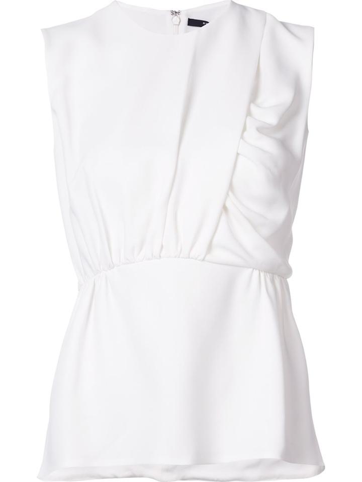 Derek Lam Gathered Front Sleeveless Blouse, Women's, Size: 48, White, Silk