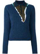 Maison Margiela Polo Collar Jumper, Women's, Size: Medium, Blue, Polypropylene/viscose/wool