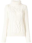 Moncler Grenoble Cable Knit Turtleneck Sweater - White