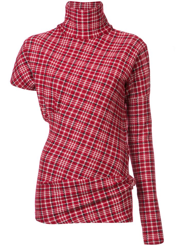 Calvin Klein 205w39nyc Asymmetric Plaid Top - Red