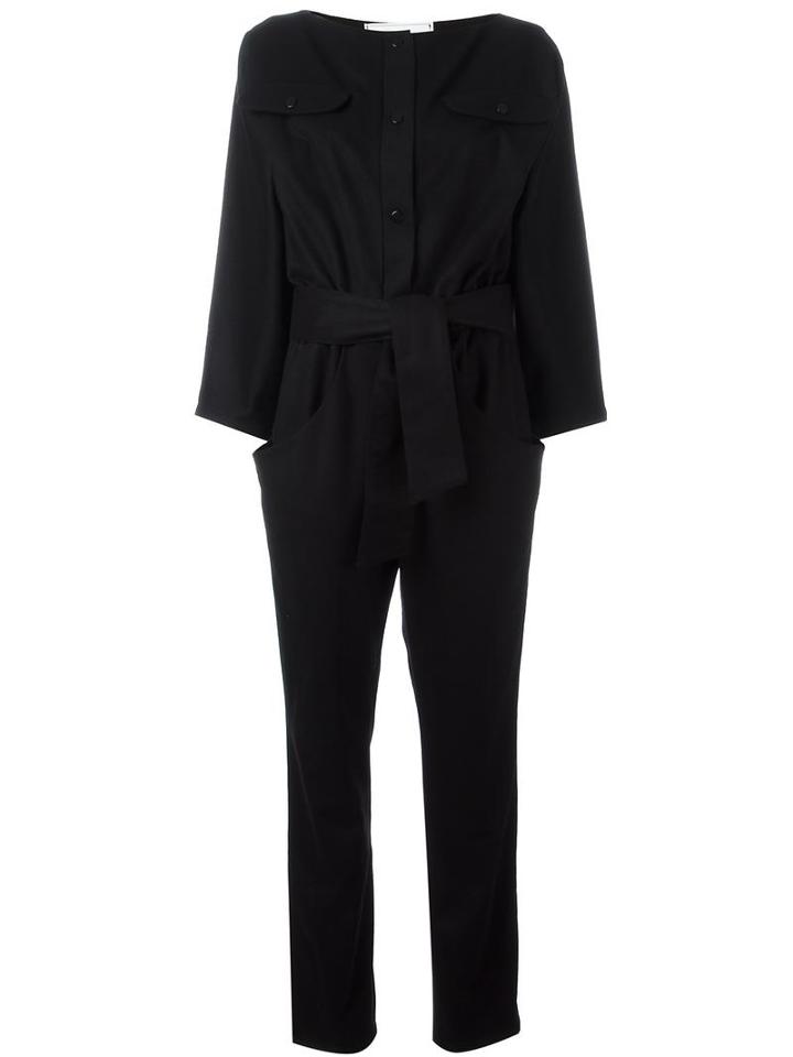Carolinaritz Boat Neck Belted Jumpsuit, Women's, Size: 40, Black, Polyamide/cashmere/wool