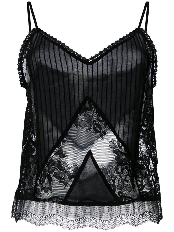 Mcq Alexander Mcqueen - Lace Camisole Top - Women - Cotton/polyamide/polyester - 40, Black, Cotton/polyamide/polyester