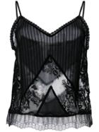 Mcq Alexander Mcqueen - Lace Camisole Top - Women - Cotton/polyamide/polyester - 40, Black, Cotton/polyamide/polyester