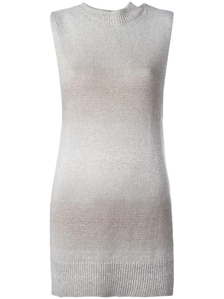 Lamberto Losani High Neck Knitted Tank, Women's, Size: Medium, Nude/neutrals, Linen/flax/cashmere/viscose