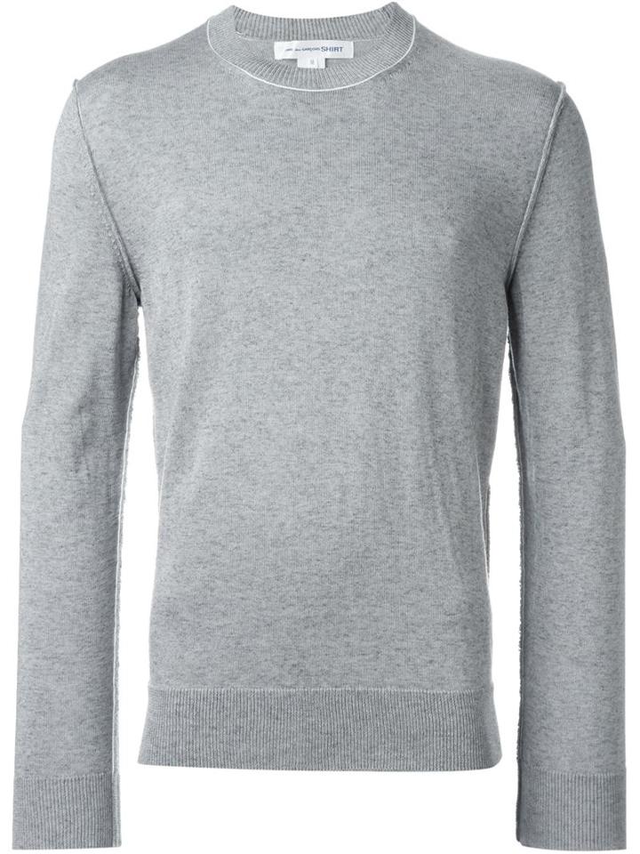 Comme Des Garçons Shirt Round Ribbed Neck Sweatshirt, Men's, Size: Large, Grey, Acrylic/polyester/wool