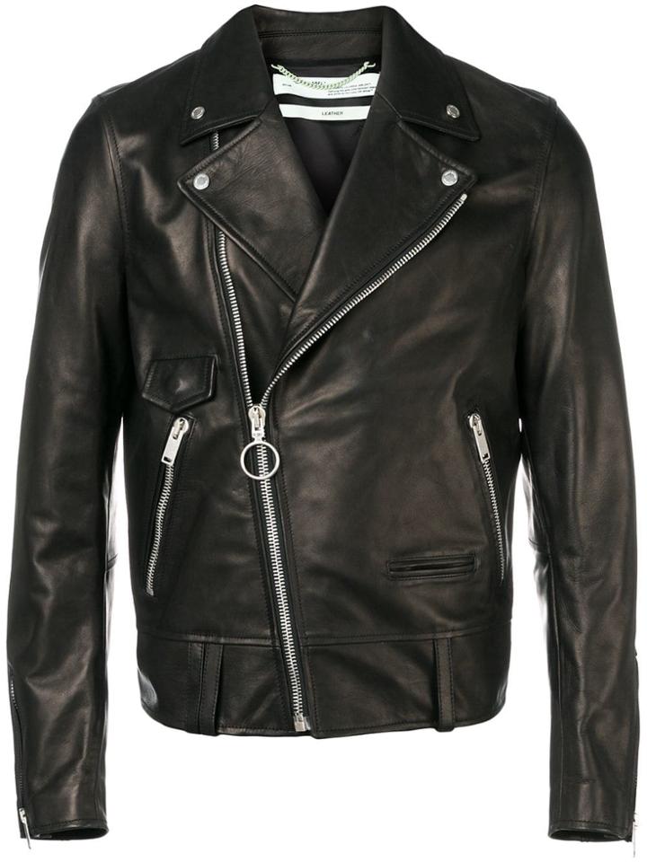 Off-white Logo Biker Jacket - Black