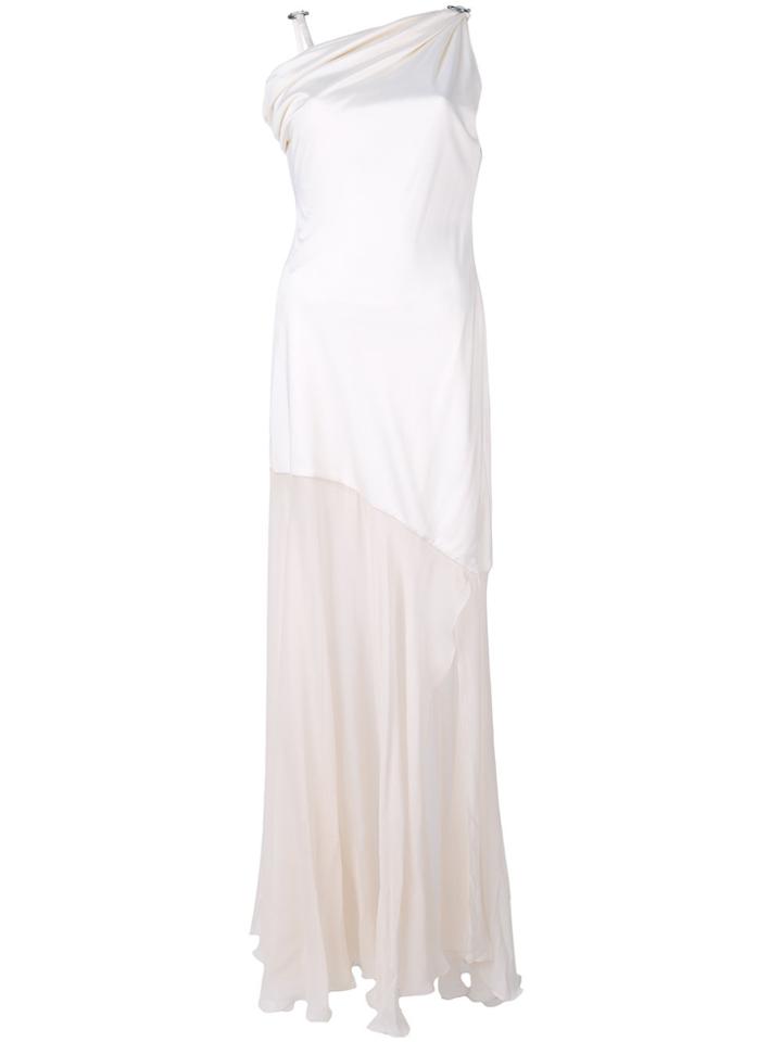 Versace Vintage Sheer Chiffon Hem Gown - Nude & Neutrals