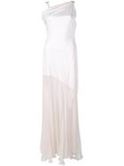 Versace Vintage Sheer Chiffon Hem Gown - Nude & Neutrals