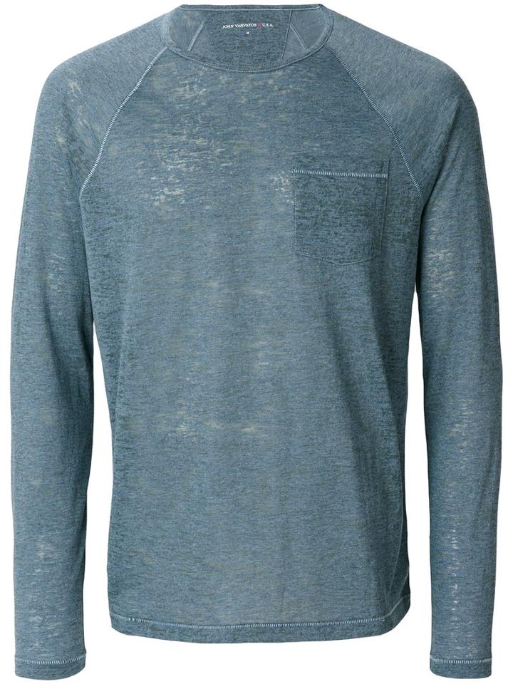 John Varvatos - Long Sleeve T-shirt - Men - Cotton/polyester - L, Blue, Cotton/polyester