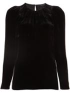 Derek Lam Gathered Neck Long Sleeve Blouse, Women's, Size: 44, Black, Silk/viscose