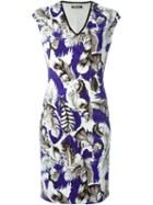 Roberto Cavalli Feather Print Fitted Dress