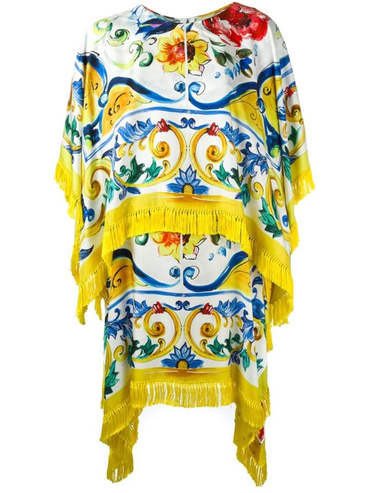 Dolce & Gabbana Majolica Print Dress, Women's, Size: 42, Silk/viscose/spandex/elastane