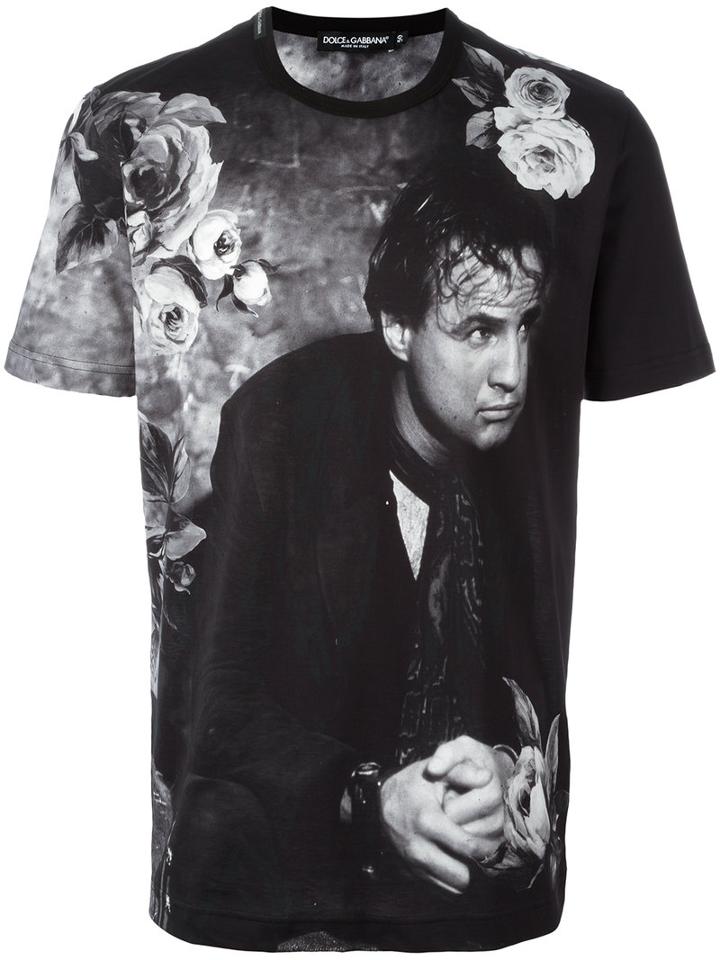 Dolce & Gabbana Marlon Brando Printed T-shirt, Men's, Size: 44, Black, Cotton