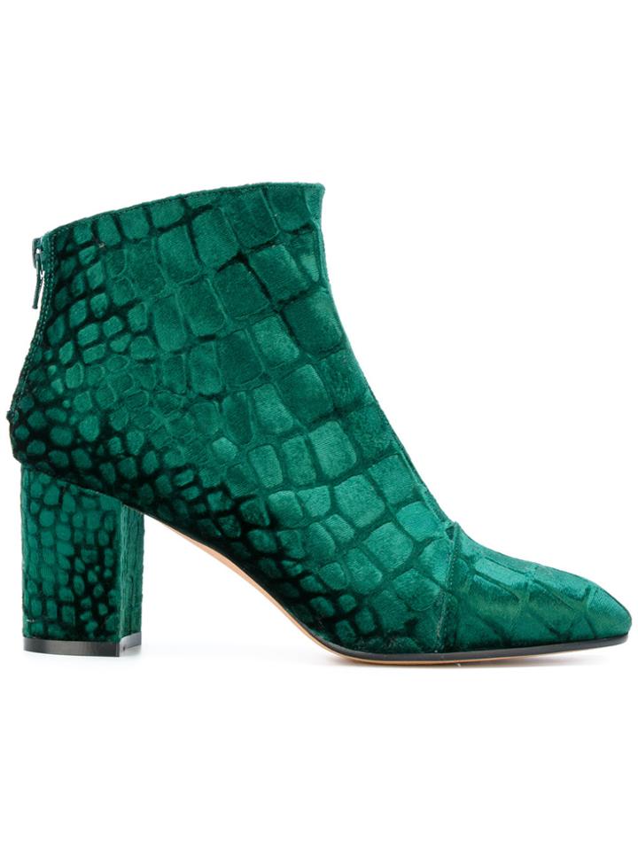 Jean-michel Cazabat Printed Round Toe Booties - Green