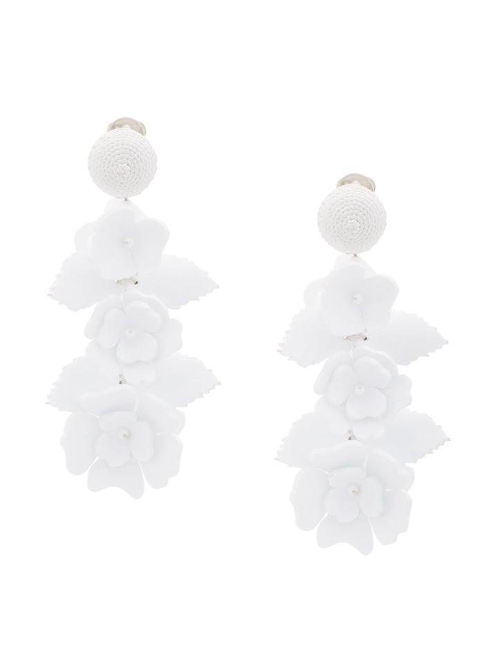 Oscar De La Renta Climbing Flower Earrings - White
