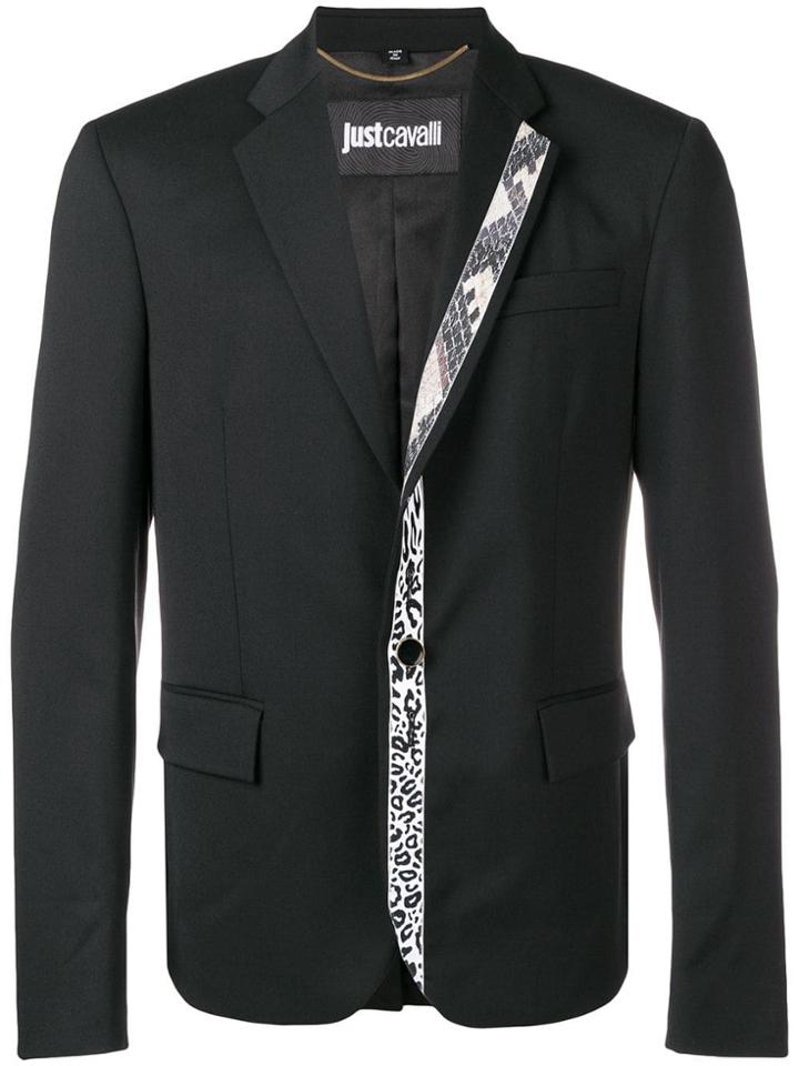 Just Cavalli Contrast-trim Fitted Blazer - Black