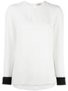 Contrast Cuff Blouse - Women - Silk/acetate/viscose - 40, White, Silk/acetate/viscose, Saint Laurent