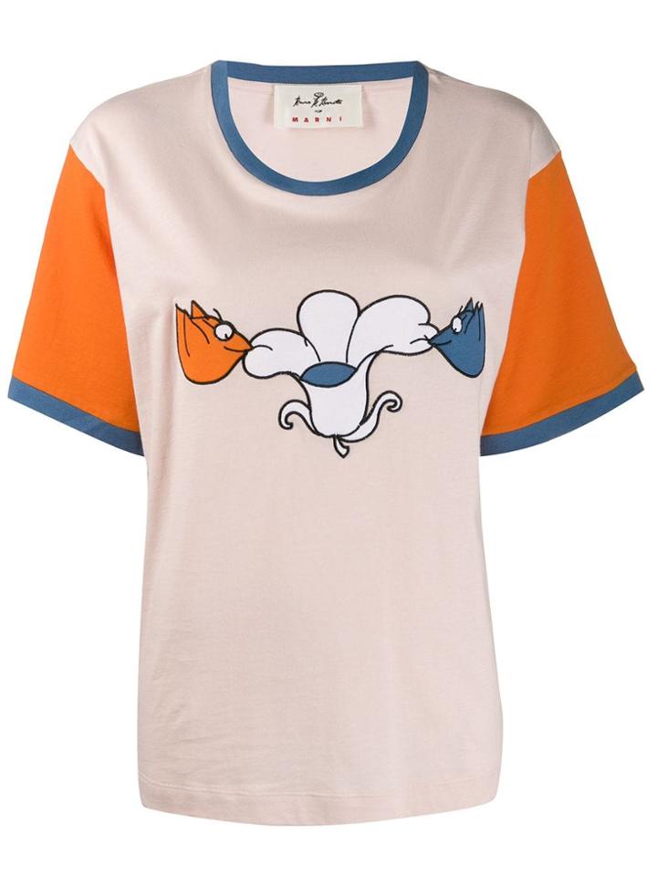 Marni Printed Colour Block T-shirt - Orange