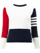 Thom Browne Classic Crewneck Pullover In Funmix Cashmere With 4-bar