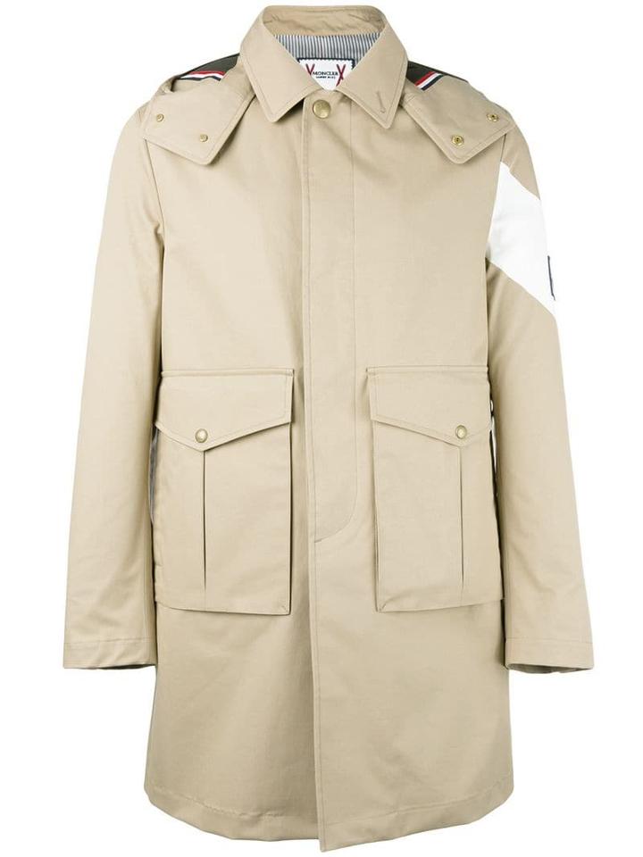 Moncler Single Breasted Coat - Neutrals