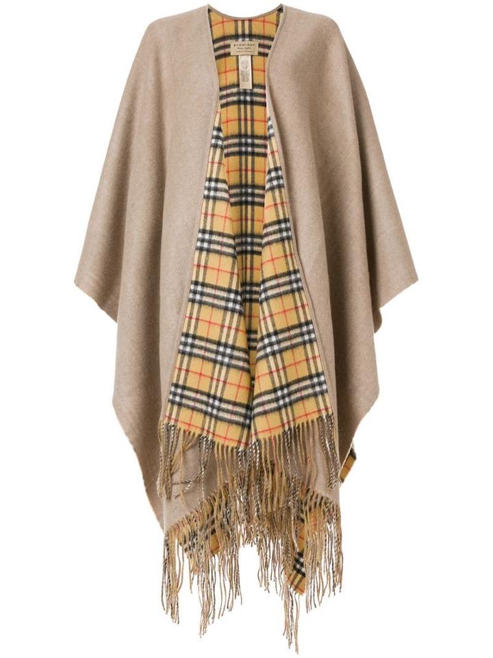 Burberry Reversible Vintage Check Cashmere Wool Poncho - Neutrals