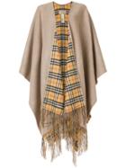 Burberry Reversible Vintage Check Cashmere Wool Poncho - Neutrals
